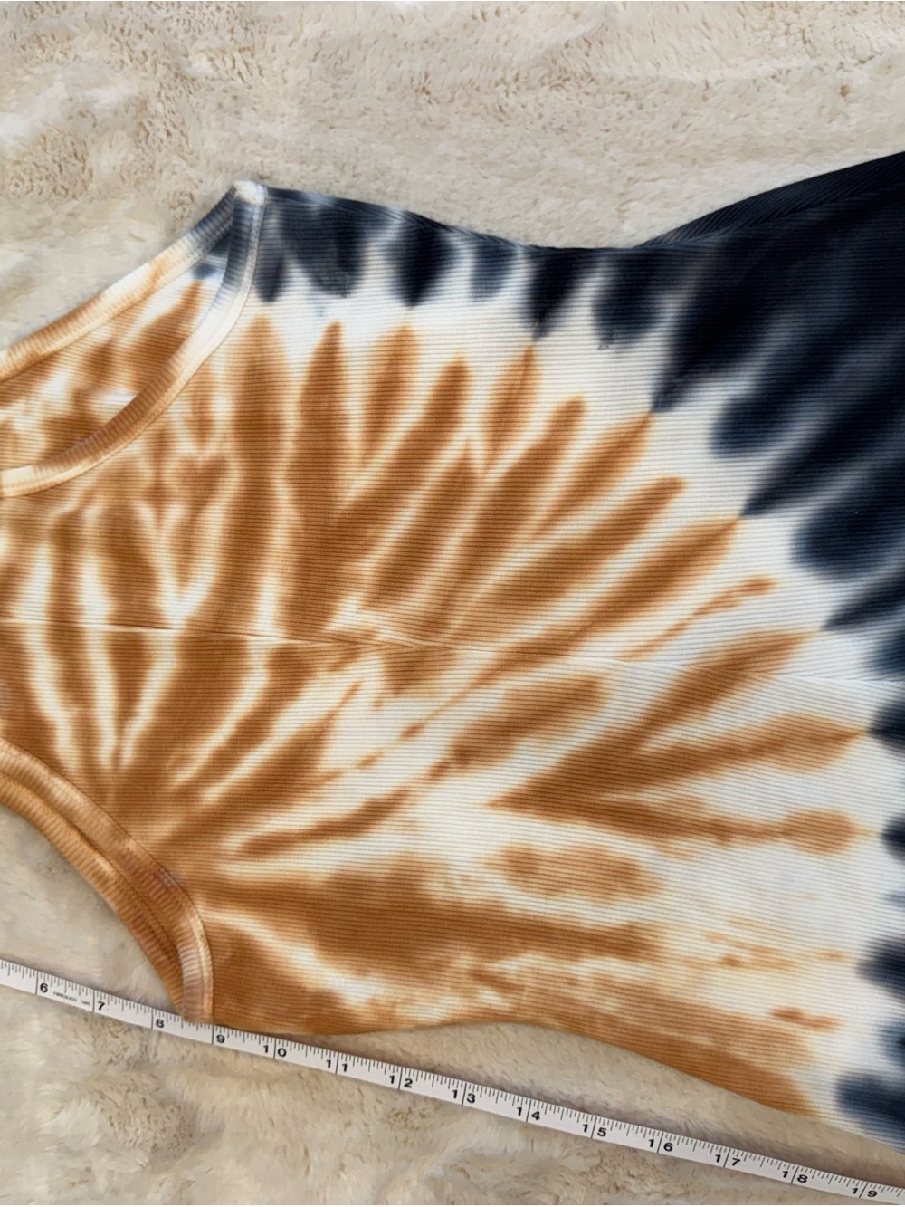 NWT, YFB S Ziggy ribbed tank. Current season. Tie dye wash in Navy, gold & cream - Picture 8 of 9